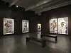 An image of the installation at the New Museum, of walls featuring collages from the artist.