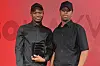 Mmuso Potsane and Maxwell Boko of Mmuso Maxwell wearing all black