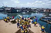 Nigerian children in Lagos floating neighborhood go to school