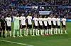 Players of Team Egypt line up prior to the Men's semifinal match between France and Egypt during the Olympic Games Paris 2024 at Stade de Lyon on August 05, 2024 in Lyon, France.