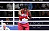 Cindy Winner Djankeu Ngamba of Refugee Olympic Team poses for a photo after winning the Women's 75kg Quarter-final match against Davina Michel of Team France on day nine of the Olympic Games Paris 2024 at North Paris Arena on August 04, 2024 in Paris, France.