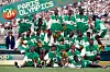 Nigerian players celebrate their 3-2 victory over Argentina in the men's final of the 1996 Olympics.