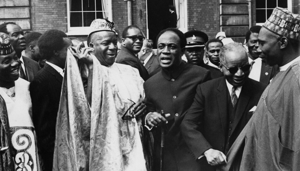 From left to right, Sir Albert Margai, Prime Minister of Sierra Leone, Kwame Nkrumah, President of Ghana, Dr Hastings Banda, Prime Minister of Malawi, and Sir Abubakar Tafawa Balewa, Prime Minister of Nigeria, at Marlborough House in London for the opening of the annual Commonwealth Prime Ministers' Conference, 17th June 1965.