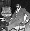This 1977 photo shows Black Consciousness Movement (BCM) founder Steve Biko sitting in a room.
