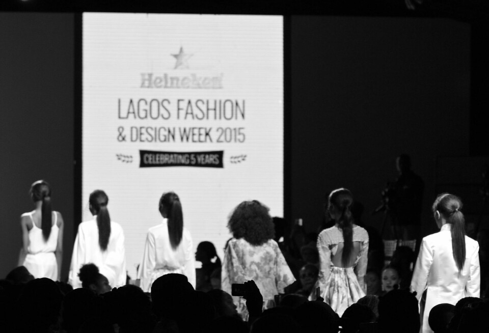 “It’s a platform that has pushed so many creative voices to international stages while growing incredible homegrown talent and the fashion market.” A black and white shot of the LFW runway in 2015.