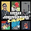 The artwork for Emtee's latest single 'Johustleburg': a Grand Theft Auto-style collage of Emtee in different scenarios.