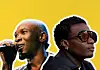 A collage of Seun Kuti and Wizkid side by side against a bright yellow background
