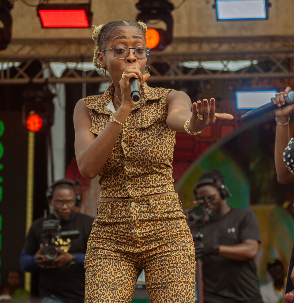 Photo of M.I.A performing on stage.