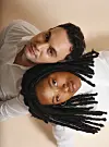 Msaki and Jesse Clegg pose for close-up portraits in press images for their collaborative EP, Entropy.