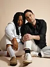 Msaki and Jesse Clegg pose for a promo photo for their collaborative EP 'Entropy.'