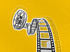 A graphic of a showreel against a yellow background.