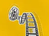A graphic of a showreel against a yellow background.
