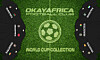 An artwork in the form of a football pitch with 'OkayAfrica Football Club World Cup Collection' crested on the field and a number of African countries' flag on each sides.