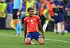 Lamine Yamal of Spain celebrates scoring his team's first goal during the UEFA EURO 2024 Semifinal match between Spain and France.