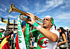 An Algeria fan plays the trumpet prior to the 2014 FIFA World Cup Brazil Group H match between Belgium and Algeria at Estadio Mineirao on June 17, 2014 in Belo Horizonte, Brazil.