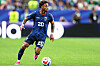Ryan Mendes of Cabo Verde dribbles the ball on the field during a World Cup match in Houston.
