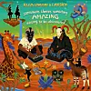 Illustration of two seated figures in a desert with animals, cacti, guitars, and equipment.