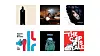 Six poster images arranged in a grid, featuring portraits, graphic designs, and bold text on a light background.