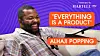 Graphic of Alhaji Popping smiling beside the quote “Everything is a product,” presented by Martell.