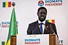 Senegalese opposition presidential candidate Bassirou Diomaye Faye addresses his first press conference after being declared winner of Senegal's presidential election, in Dakar, on March 25, 2024.