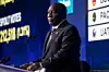 A photo of South African President, Cyril Ramaphosa speaking to the audience during the official election results announcement ceremony at the IEC National Results Center on June 02, 2024 in Johannesburg, South Africa.