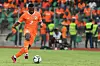 \u200bIvory Coast's Ghislain Konan kicks the ball during the 2023 Africa Cup of Nations (CHAN) Group H qualifier match between Ivory Coast and Comoros at Stade Bouake in Bouake on March 24, 2023.
