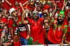 Morocco's supporters react ahead of the Africa Cup of Nations (CAN) 2024 round of 16 football match between Morocco and South Africa at the Stade Laurent Pokou in San Pedro on January 30, 2024.