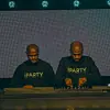 ​Mshayi & Mr Thela on the decks wearing matching sweaters written 'IPARTY'.