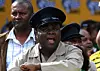 A close up shot of Solly Moholo performs during the African National Congress (ANC) manifesto launch at the Nelson Mandela Bay stadium on April 16, 2016 in Port Elizabeth, South Africa.