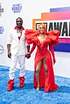 A photo of Akon and his wife Amirror at the BET Awards 2024.