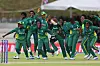 Nigerian women's cricket team jumping in celebration after historic World Cup win.