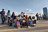 A group photo of women skateboarders.