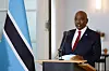 President of the Republic of Botswana Mokgweetsi Eric Keabetswe Masisi addresses delegation members of Switzerland and Botswana before official talks between the two countries in Bern on May 1, 2023. - President Masisi is on a three day state visit to Switzerland.