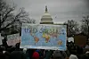 People protest against US President Donald Trump and Elon Musk's plan to shutdown USAID outside the US Capitol