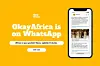 Promotional image for the OkayAfrica channel on WhatsApp.