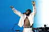 Burna Boy performs at the Coachella Stage during the 2023 Coachella Valley Music and Arts Festival on April 14, 2023 in Indio, California.