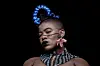 South African singer Thandiswa Mazwai performs at globalFEST at Lincoln Center in New York City.