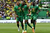 Habib Diallo of Senegal celebrates a goal during the International Friendly match between Brazil and Senegal at Estadio Jose Alvalade on June 20, 2023 in Lisbon, Portugal.