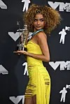Tyla poses for a photo with her Best Afrobeats award at the MTV Video Music Awards 2024 held at the UBS Arena in New York on Wednesday September 11, 2024.