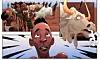 An image from a comic strip of men with cattle and one man has a surprised face, while one of the cows looks angry.