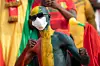 Colourful Guinea fans during the Group B Africa Cup of Nations (CAN) 2021 match between Zimbabwe and Guinea at Stade Ahmadou Ahidjo in Yaounde on January 18, 2022.
