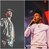 A collage of two images showing Emtee and Nasty each on stage.