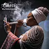 ​The cover for Buhlebendalo's new album 'Chosi': floating text over an image of Buhlebendalo smoking pipe.