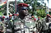 A photo of Jean-Claude Pivi, known as “Coplan,” in full military regalia at the ceremony marking the 51st anniversary of Guinea Independence Day on October 2, 2009 at the Martyrs Square of Conakry.