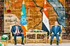 Egyptian President Abdel Fattah Al-Sisi (R) meets with Ethiopian Prime Minister Abiy Ahmed Ali (L) in Cairo, Egypt on July 13, 2023, as the two leaders discussed ways to settle the crisis in Sudan, enhance bilateral relations between Egypt and Ethiopia, and the issue of the Grand Ethiopian Renaissance Dam (GERD).