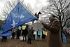 Somali protesters waving flag