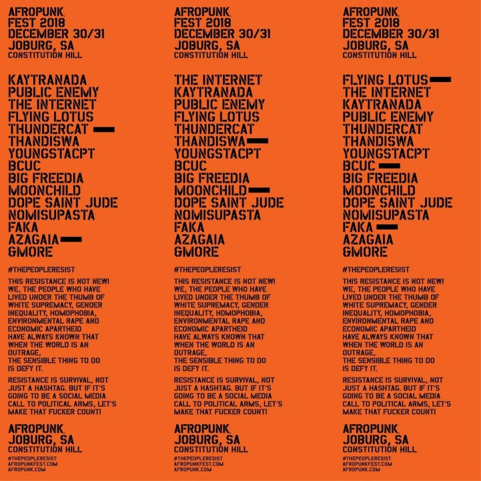 Kaytranada, The Internet, Public Enemy, Flying Lotus & More Are Headlining Afropunk Joburg