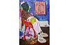 A photo of Gresham Tapiwa Nyaude\u2019s painting, \u2018MMXIII,\u2019 showing a masculine figure sitting on a red chair.