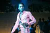 ​Fela Kuti performing on stage at Brixton Academy, London, 12 November 1983.