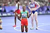Tigist Gezahegn Mengistu of Ethiopia celebrates after winning Women's Para Athletics 1500m Track - T13 Final on day three of the Paris 2024 Summer Paralympic Games at Stade de France in Paris, France on August 31, 2024.